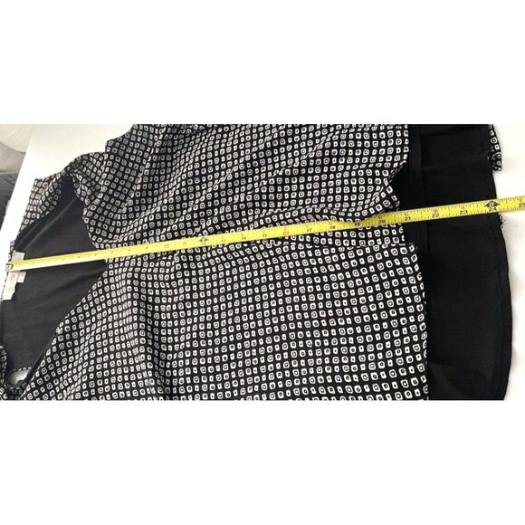Ann Taylor LOFT Womens Blouse Black White V Neck Flowy Shift Split Back Lined PL - Picture 7 of 10